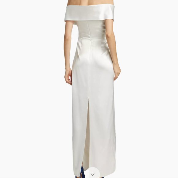 Brandon Maxwell Bridal Collection Silk Off-The-Shoulder Gown Sz 4 - Picture 4 of 15